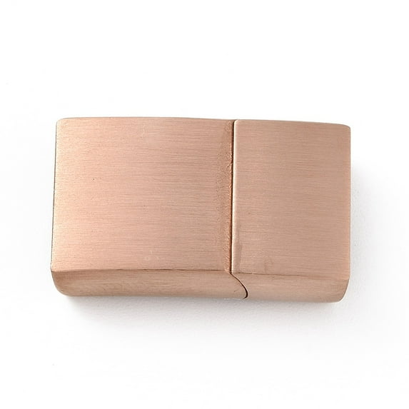 10sets Ion Plating(IP) 304 Stainless Steel Rectangle Magnetic Clasps with Glue-in Ends Rose golden 20x12x5mm Hole: 10x3mm