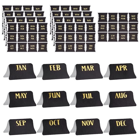 10sheets Paper Sticker Month and Quarter Stickers Black 108x83.5x0.2mm