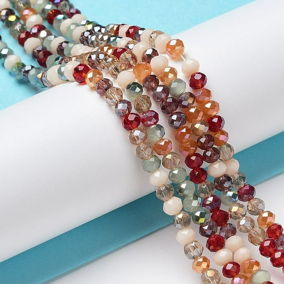 10strands 10strands Glass Beads Strands Faceted Rondelle FireBrick 3.5x3mm Hole: 0.7mm about 113~115pcs/strand 32~33cm