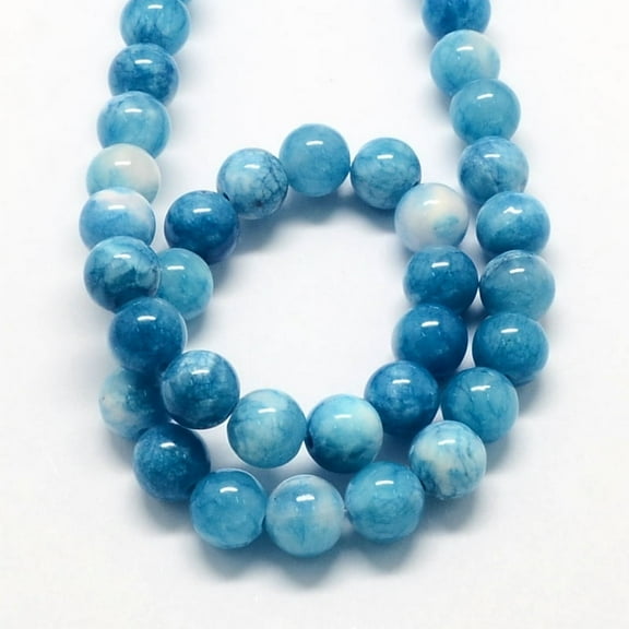10strands 10strands Natural Dyed Persian Jade Gemstone Bead Strands Round Dodger Blue 6mm Hole: 1mm about 66pcs/strand 15.7 inch