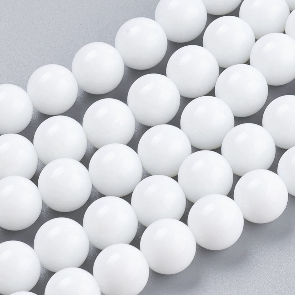 10strands 10strands Opaque Glass Beads Strands Imitation White Agate Round White 10mm hole: 1mm about 38pcs/strand 14.8 inch