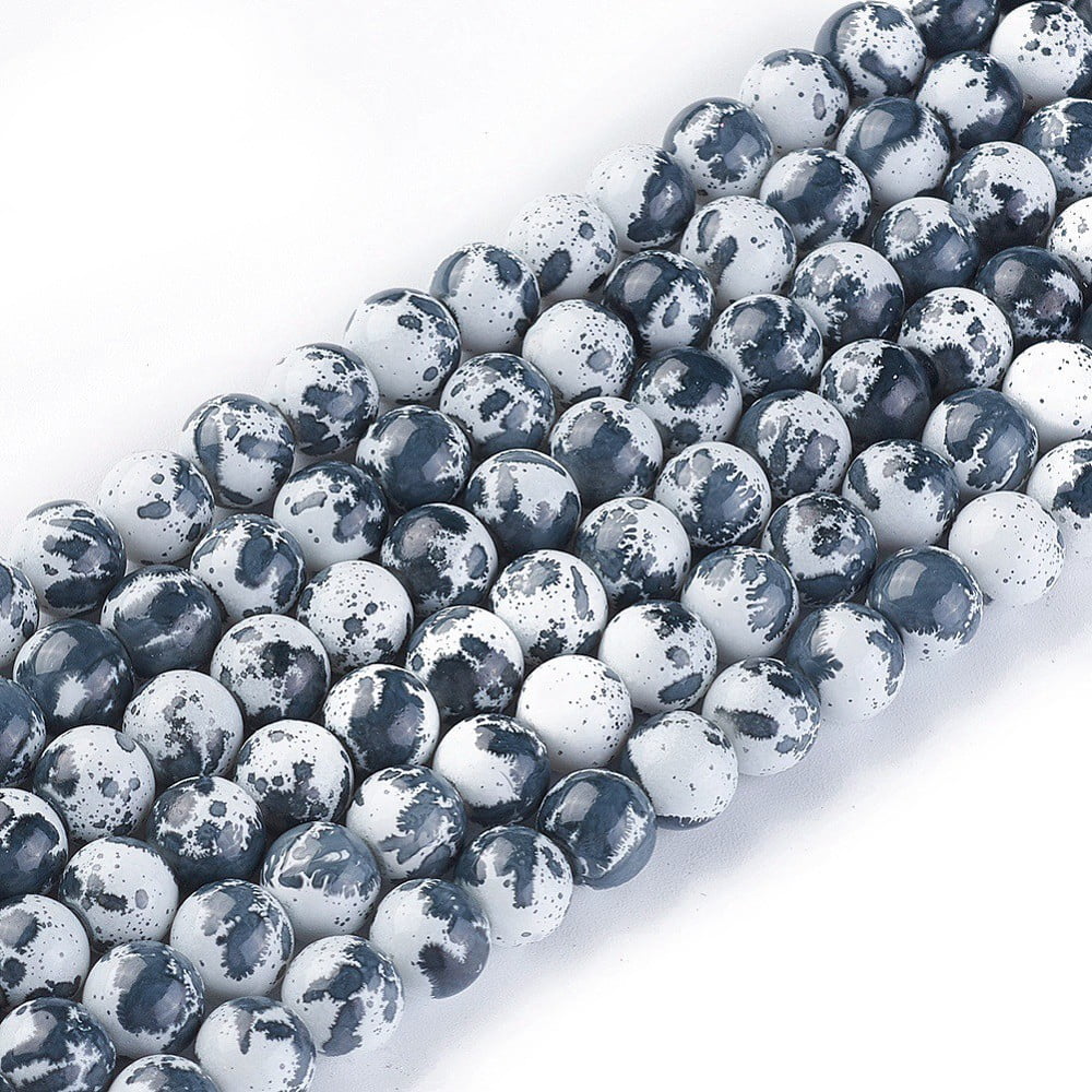 10strands Baking Painted Glass Beads Strands Round Black 8~8.5mm Hole: 1.5mm about 100pcs/strand 31.1 inch(79cm)