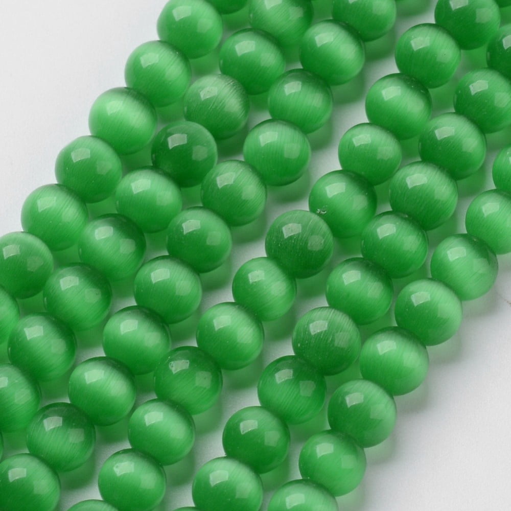 10strands Cat Eye Beads Round Green 8mm Hole: 1mm about 14~14.5 inch/strand about 48~50pcs/strand