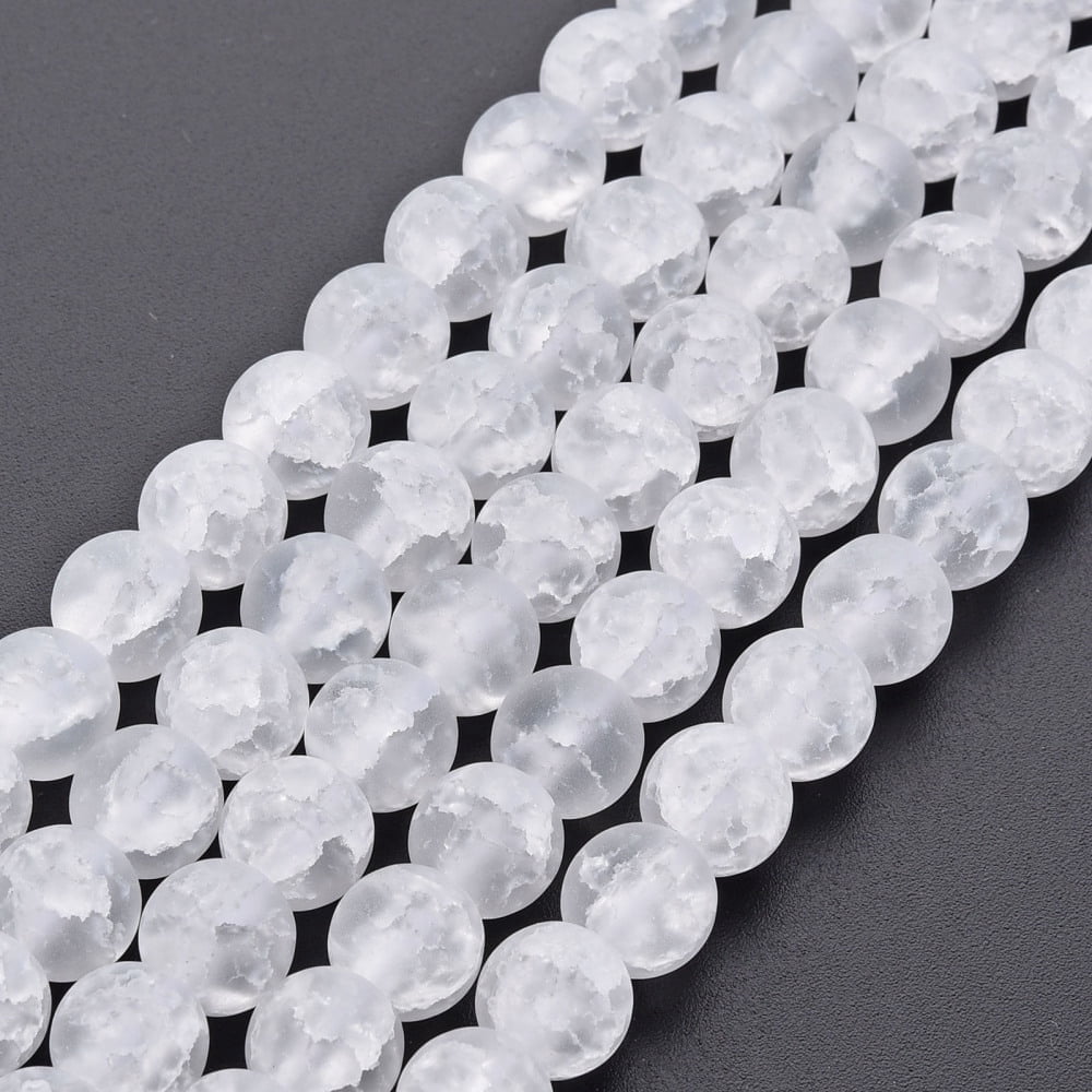 10strands Glass Beads Strands Frosted Round Clear 8mm Hole: 1.2mm about 50~51pcs/strand 15.35 inch(39cm)