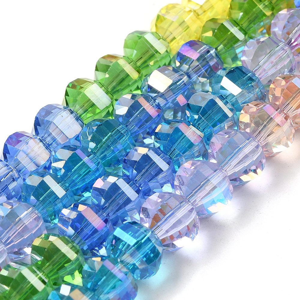 10strands Electroplate Glass Beads Strands Faceted Round Mixed color 8x6mm Hole: 1.4mm about 60pcs/strand 14.09 inch(35.8cm)