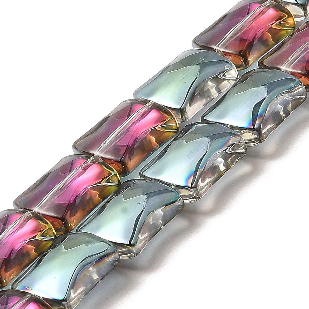 10strands Electroplate Glass Beads Strands Rainbow Bamboo Joint Pale Turquoise 12x10x5.5mm Hole: 1mm about 49pcs/strand 24.02''(61cm)