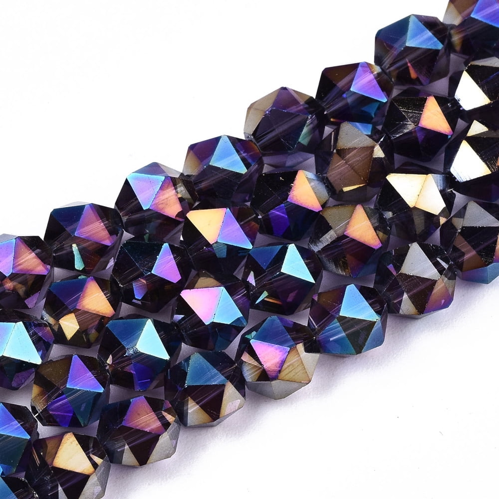 10strands Electroplate Transparent Glass Beads Strands AB color Faceted Round Indigo 6x5.5x5.5mm Hole: 1mm about 100pcs/strand 22.44 inch(57cm)
