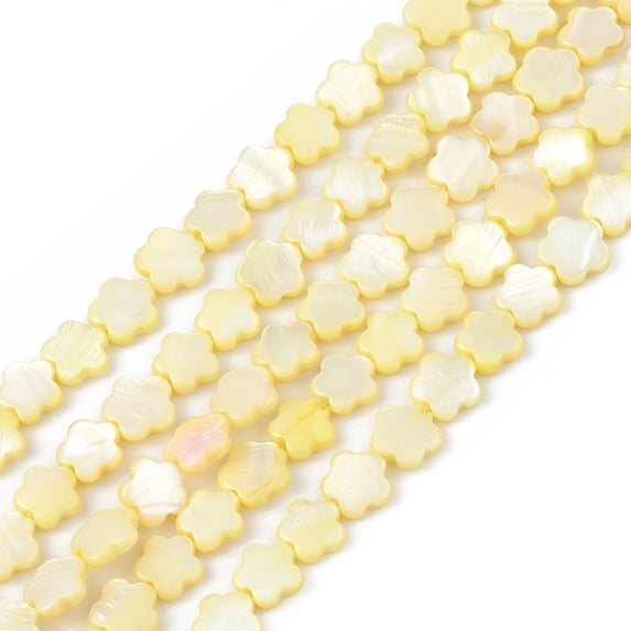 10strands Freshwater Shell Dyed Beads Strands Flower Yellow 8x8.5x3mm Hole: 0.6mm about 49pcs/strand 15.35''(39cm)