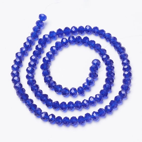 10strands Glass Beads Strands Faceted Rondelle Blue 8x6mm Hole: 1mm about 63~65pcs/strand 39~40cm