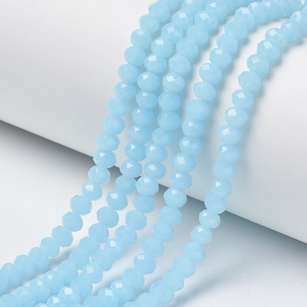 10strands Glass Beads Strands Imitation Faceted Rondelle Cyan 10x8mm Hole: 1mm about 60~61pcs/strand 46~48cm
