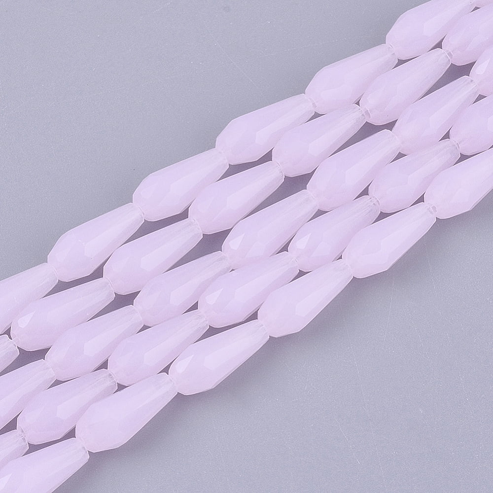 10strands Glass Beads Strands Imitation Faceted Teardrop Pink 9~10x4mm Hole: 1mm about 70~72pcs/Strand 63~67cm