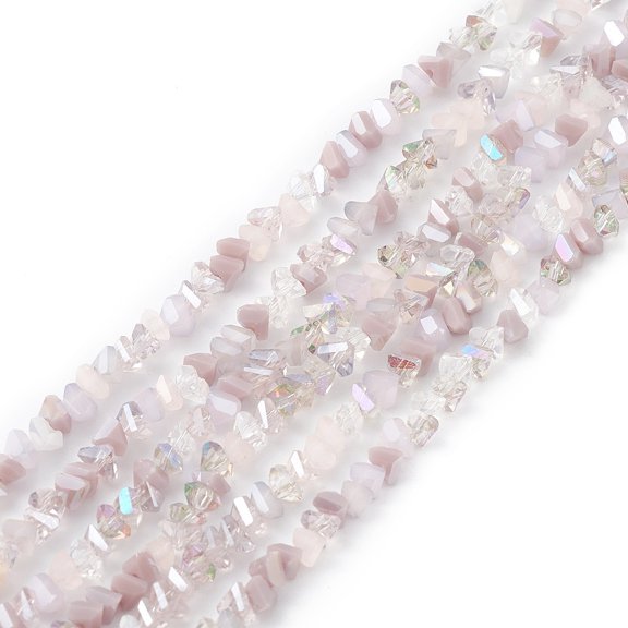 10strands Gradient color Electroplate Glass Bead Strands AB color Faceted Triangle Thistle 4x3.5x3mm Hole: 0.8mm about 133~144pcs/strand 14.49~15.55 inch(36.8~39.5cm)