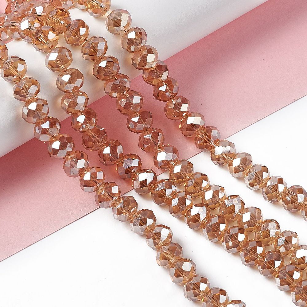 10strands Handmade Glass Beads Faceted Rondelle Camel 10x7mm Hole: 1mm about 70~72pcs/strand