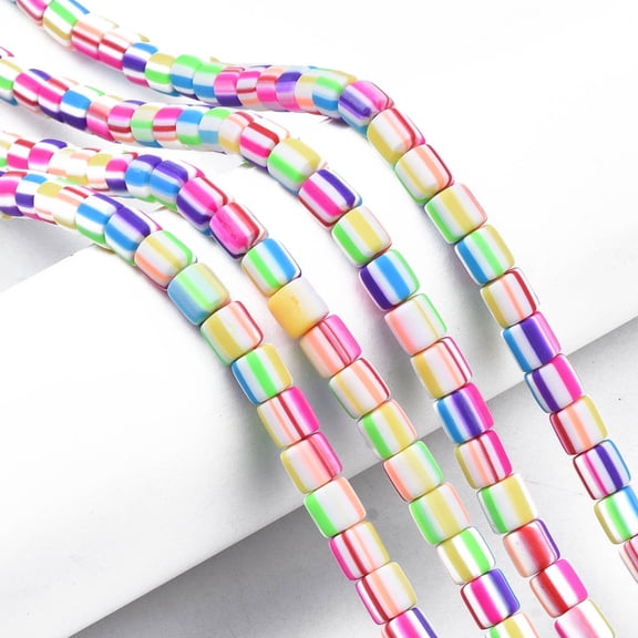 10strands Handmade Polymer Clay Bead Strands Column Colorful 6.5x6mm Hole: 1.2mm about 61pcs/strand 15.75 inch(40cm)