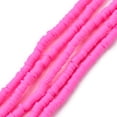 thumbnail image 1 of 10strands Handmade Polymer Clay Beads Strands for DIY Jewelry Crafts Supplies Heishi Beads Disc/Flat Round Fuchsia 4x0.5~1mm Hole: 1.4mm about 350~410pcs/strand 15.75 inch~16.14 inch(40~41cm), 1 of 4
