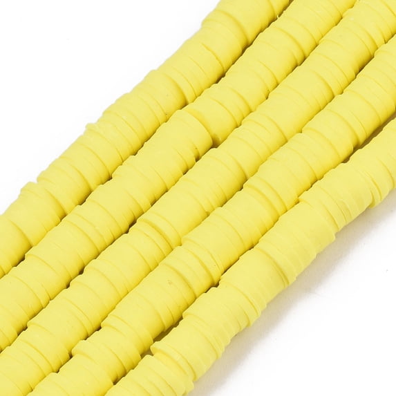 10strands Handmade Polymer Clay Beads Strands for DIY Jewelry Crafts Supplies Heishi Beads Disc/Flat Round Yellow 6x0.5~1mm Hole: 1.8mm about 290~320pcs/strand 15.75 inch~16.14 inch(40~41cm)