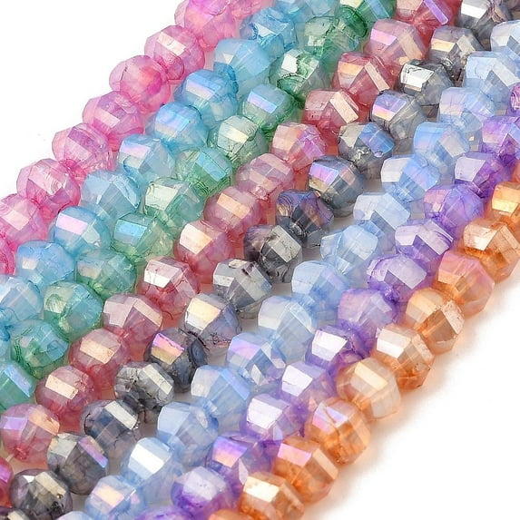 10strands Imitation Glass Beads Strands Faceted AB color Rondelle Mixed color 5x4.5mm Hole: 1.2mm about 70pcs/strand 12.80''(32.5cm)