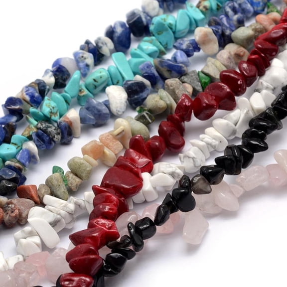 10strands Mixed Beads Strands Chips Mixed Dyed and Undyed 5~8mm Hole: 1mm about 80~81cm