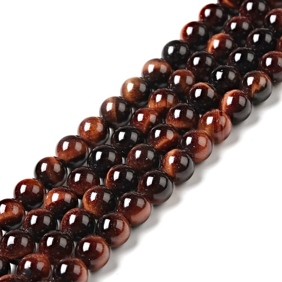 10strands Natural Gemstone Beads Round Dyed & Heated Tiger Eye Grade A FireBrick 6mm Hole: 1mm 60~62pcs/strand 14.96''(38cm)DIY