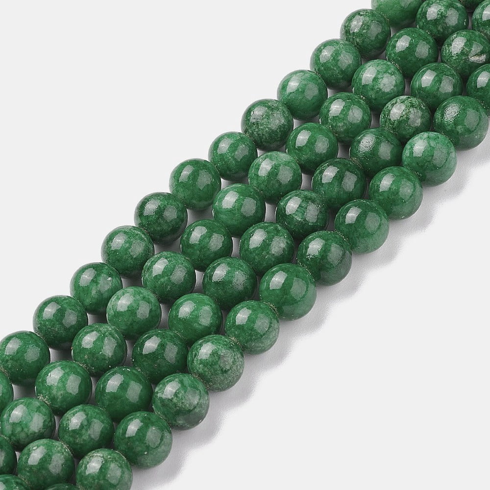 10strands Natural Mashan Jade Round Beads Strands Dyed Green 8mm Hole: 1mm about 48pcs/strand 15 inch