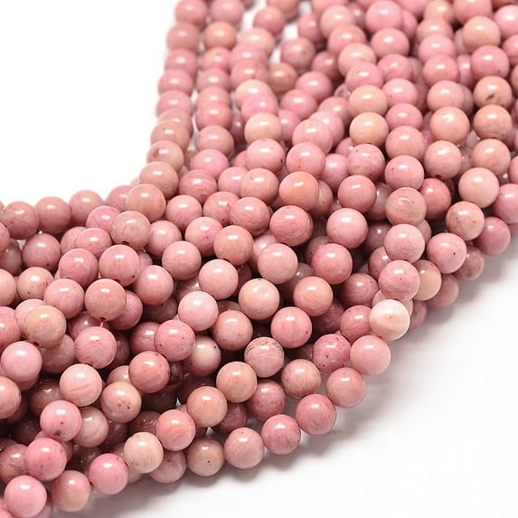 10strands Natural Rhodonite Round Bead Strands 4mm Hole: 0.8mm about 84~87pcs/strand 15 inch