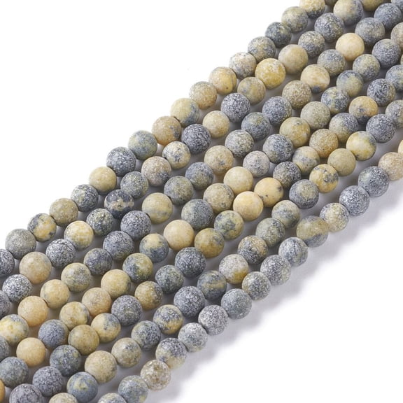 10strands Natural Yellow Turquoise(Jasper) Beads Strands Frosted Round 4mm Hole: 0.8mm