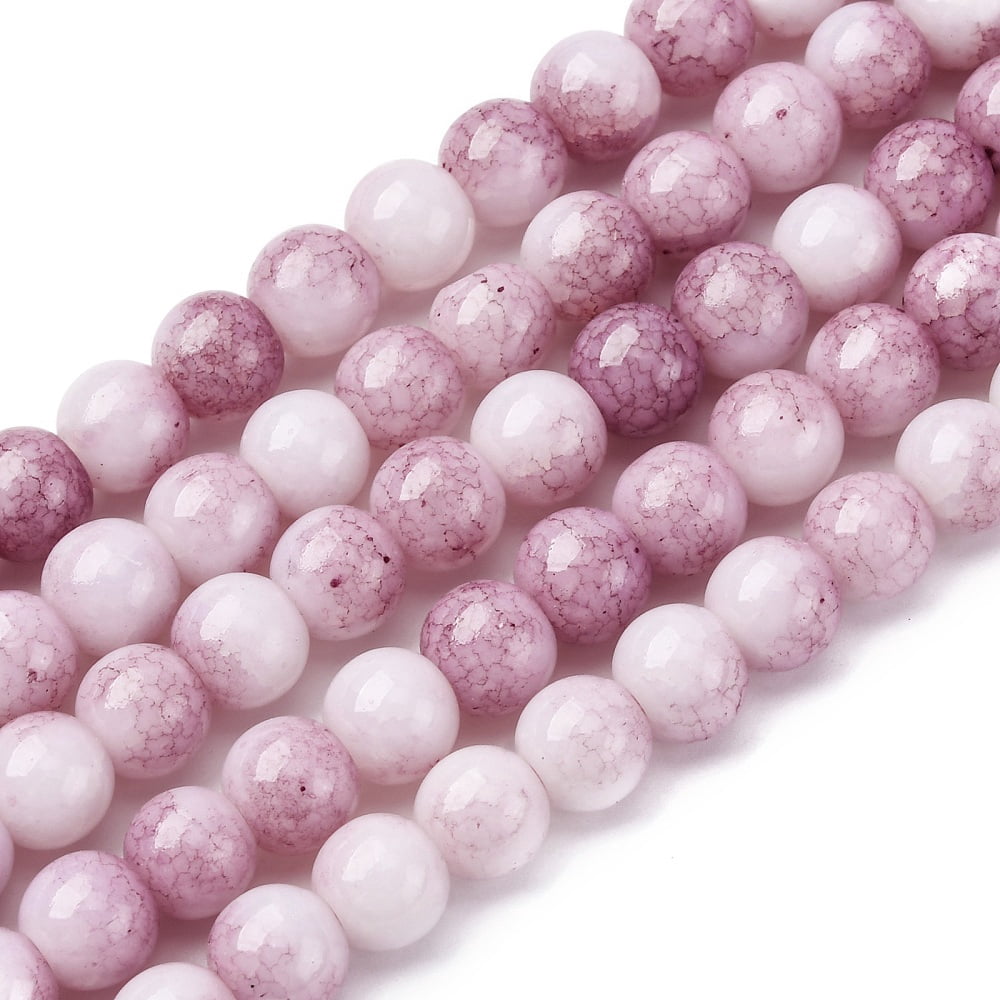 10strands Opaque Glass Beads Strands Imitation Beads Round Dyed Lavender Blush 8.5mm Hole: 1.2mm about 50~52pcs/strand 14.33~15.31''(36.4~38.9cm)