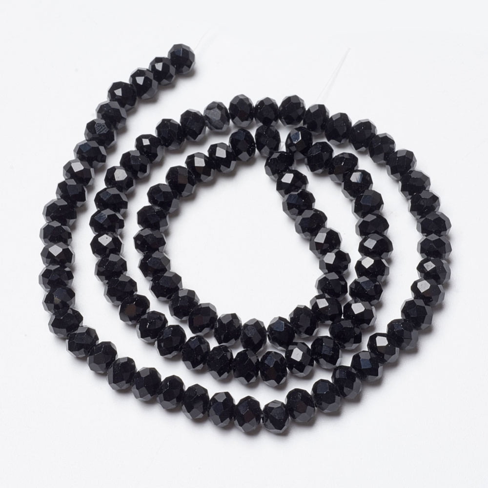 10strands Opaque Solid color Glass Beads Strands Faceted Rondelle Black 10x8mm Hole: 1mm about 60~61pcs/strand 46~48cm