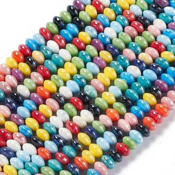 10strands Pearlized Porcelain Beads Strands Rondelle Mixed color 12x6.5mm Hole: 2.3mm about 42pcs/strand 11.81''(30cm)
