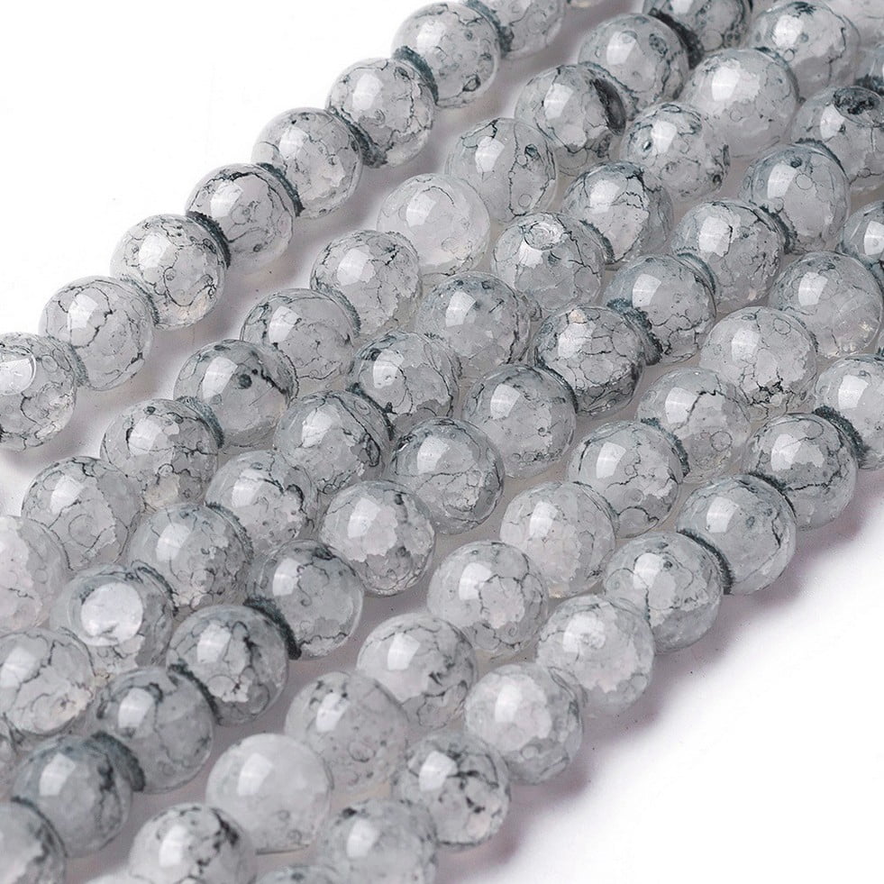 10strands Spray Painted Glass Beads Strands Round Light Grey 8~8.5mm Hole: 1.5mm about 100pcs/strand 31.1 inch(79cm)
