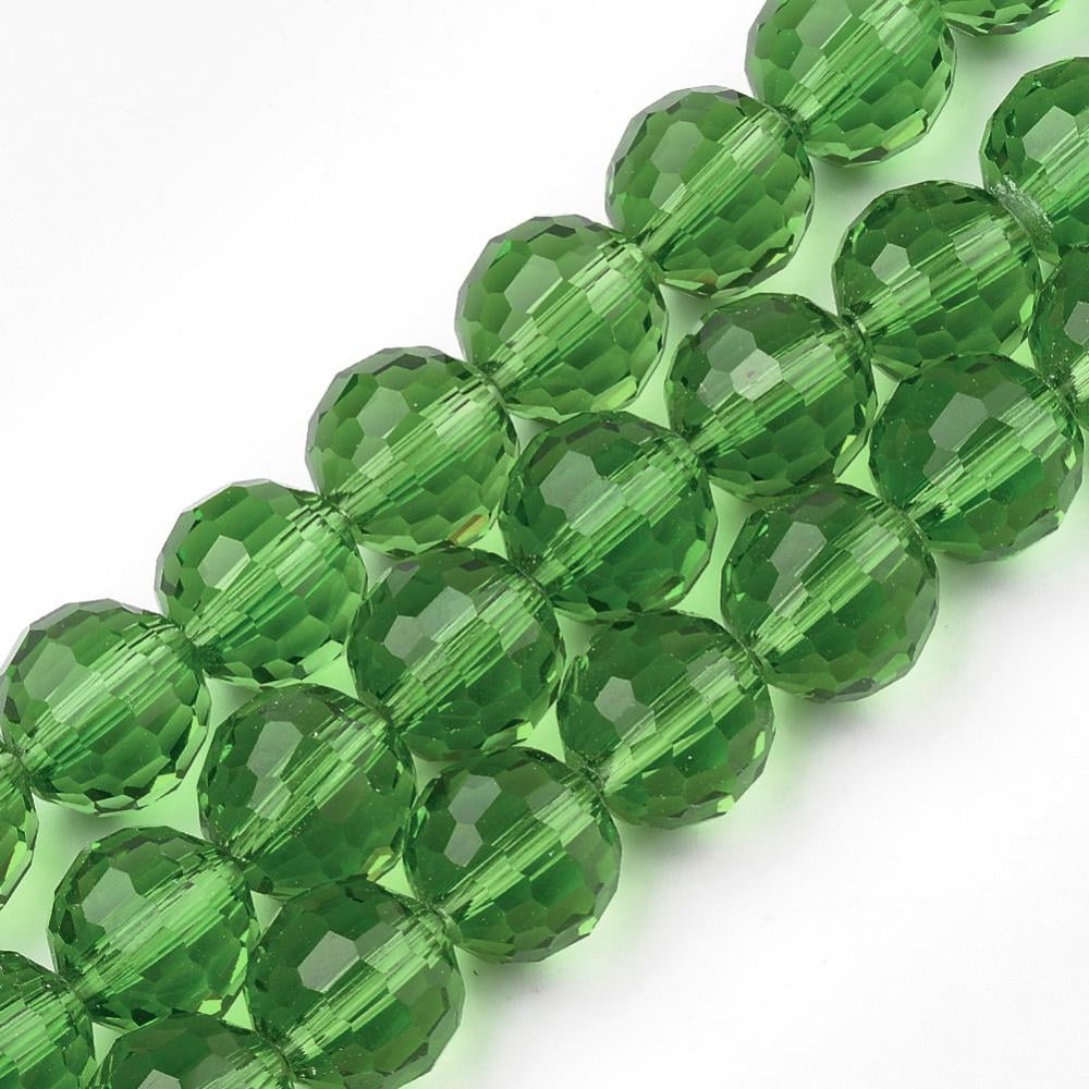 10strands Transparent Glass Bead Strands Faceted(96 Facets) Round Spring Green 8mm Hole: 1mm about 72pcs/strand 21.8 inch