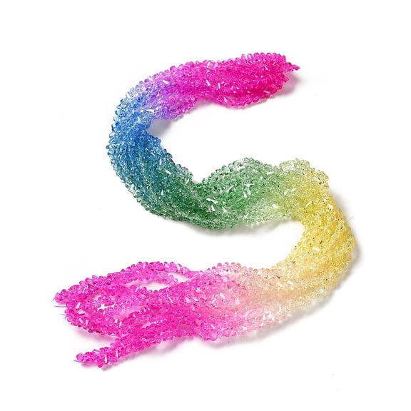 10strands Transparent Glass Bead Strands Segmented Multi-color Beads Triangle Fuchsia 4.5x4x3.5mm Hole: 1mm about 134~137pcs/strand 13.27~13.39''(33.7~34cm)