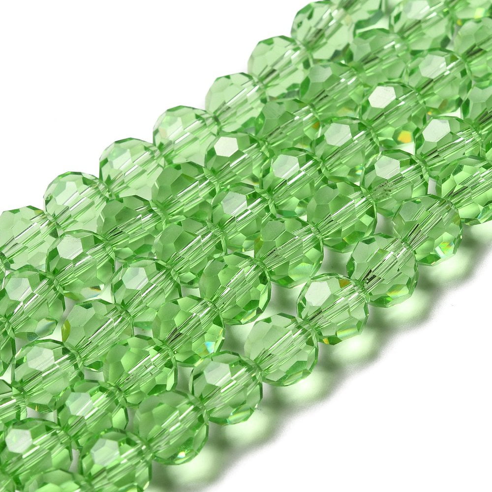 10strands Transparent Glass Beads Faceted(32 Facets) Round Lime 10mm Hole: 1.8mm about 66~68pcs/strand 24.02~24.13 inch(61~61.3cm)