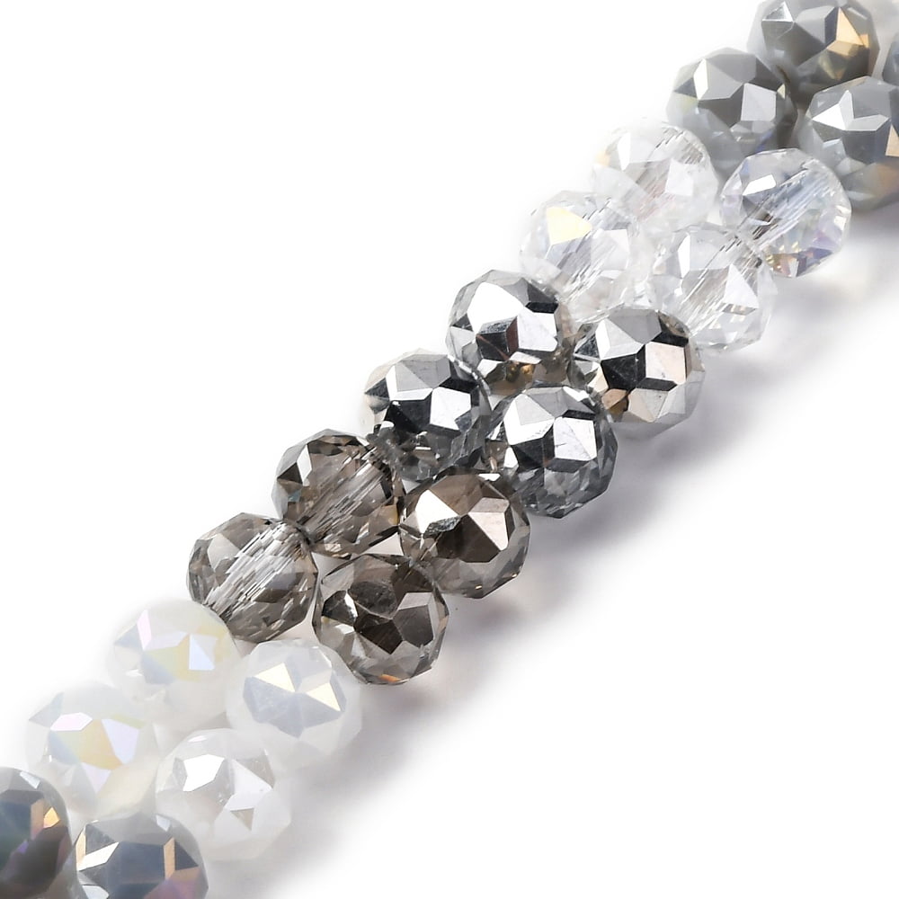 10strands Transparent Glass Beads Strands Round Faceted Gray 8x7mm Hole: 1.5mm about 50pcs/strand 14.17''(36cm) DIY