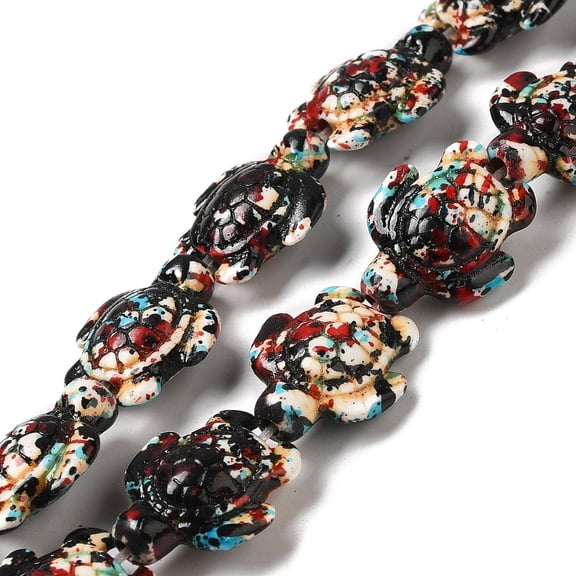 10strands Turquoise Dyed Beads Strands Fuel Injection Effect Sea Turtle FireBrick 17~18x14~14.5x7mm Hole: 1.6mm about 22~23pcs/strand 14.96''~15.35''(38~39cm)
