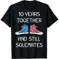 thumbnail image 1 of 10th 10-Year Wedding Anniversary Funny Shoe Couple Him Her T-Shirt, 1 of 4
