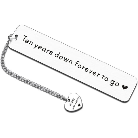 10th Anniversary Bookmark, Tin Anniversary GIFS for Women Men, 10 Year Wedding Anniversary for Wife Couple, Gifts for Anniversary, Mens Stocking Stuffers, 10th Anniversary GIFS for Him Her