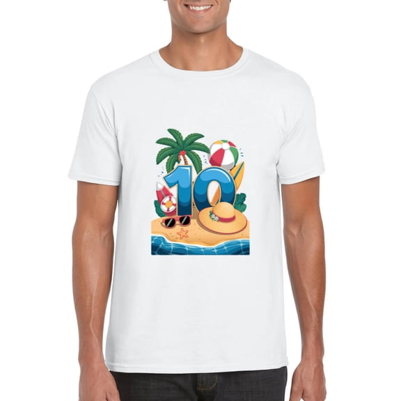 10th Birthday Beach Ball Pool Party Theme Summer Fun Celebration Kids Gift T-Shirt, for men & women, up to size 5XL