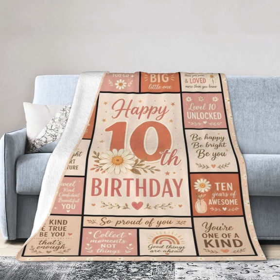 10th Birthday Blanket Gift Throw Blanket Cozy Soft Daisy Inspirational Gift for Daughter Room Decor 50x40