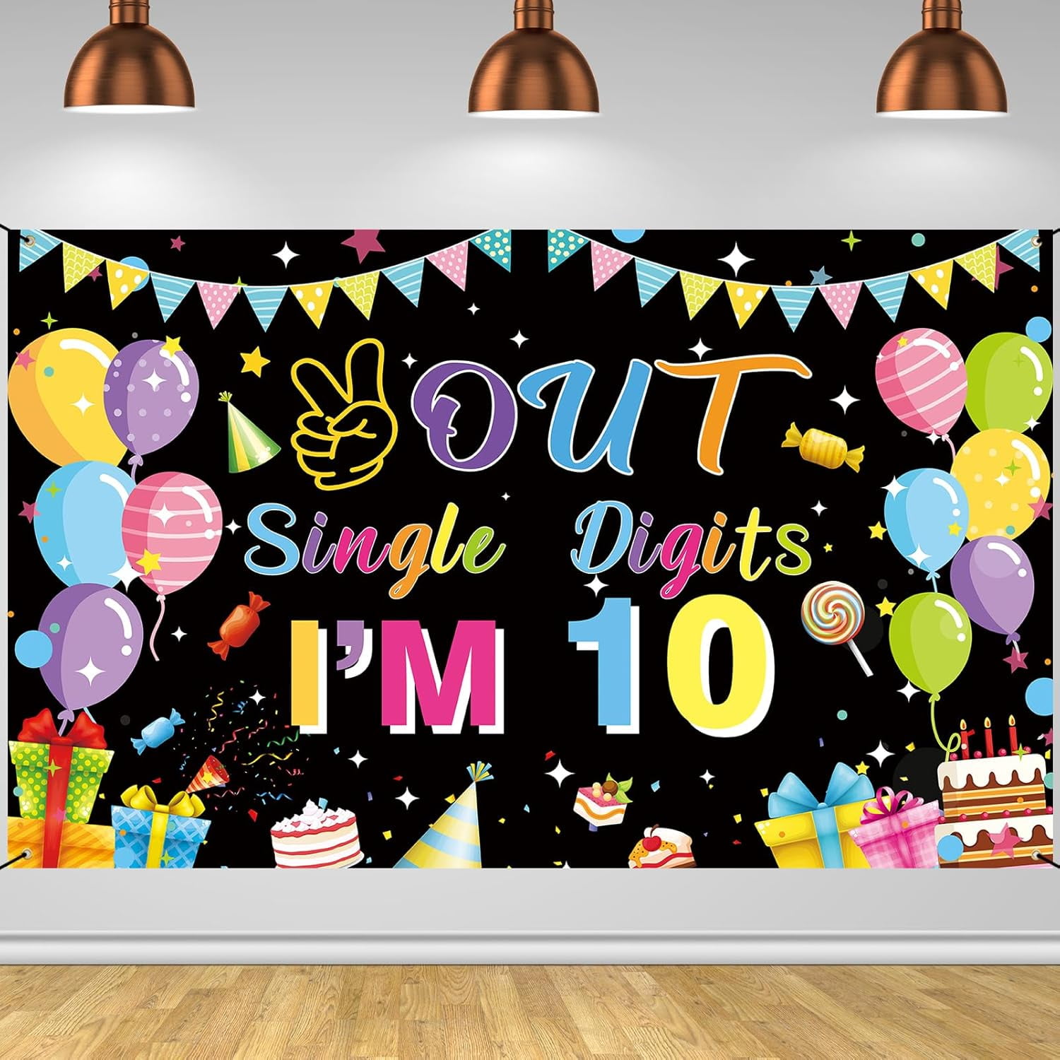 10th Birthday Decorations For Girls Boys,Happy 10th Birthday Backdrop