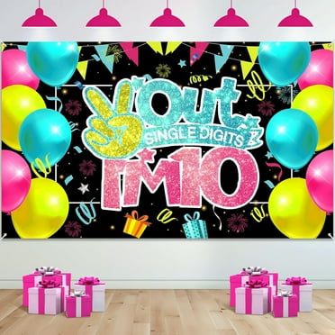 10th Birthday Decorations for Girls Boys Colorful Happy 10th Birthday Backdrop Banner Out Single Digits I'm 10 Banner for Double Digits Birthday Anniversary Party Supplies Indoor Outdoor Decor