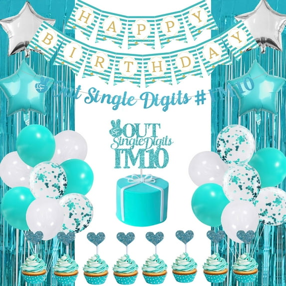 10th Birthday Decorations, Happy 10th Birthday Cake topper, 10th Birthday Party, 10th Birthday Gifts For Girls, 10 Birthday Balloon, Double Digits Birthday Decorations for Boys Girls