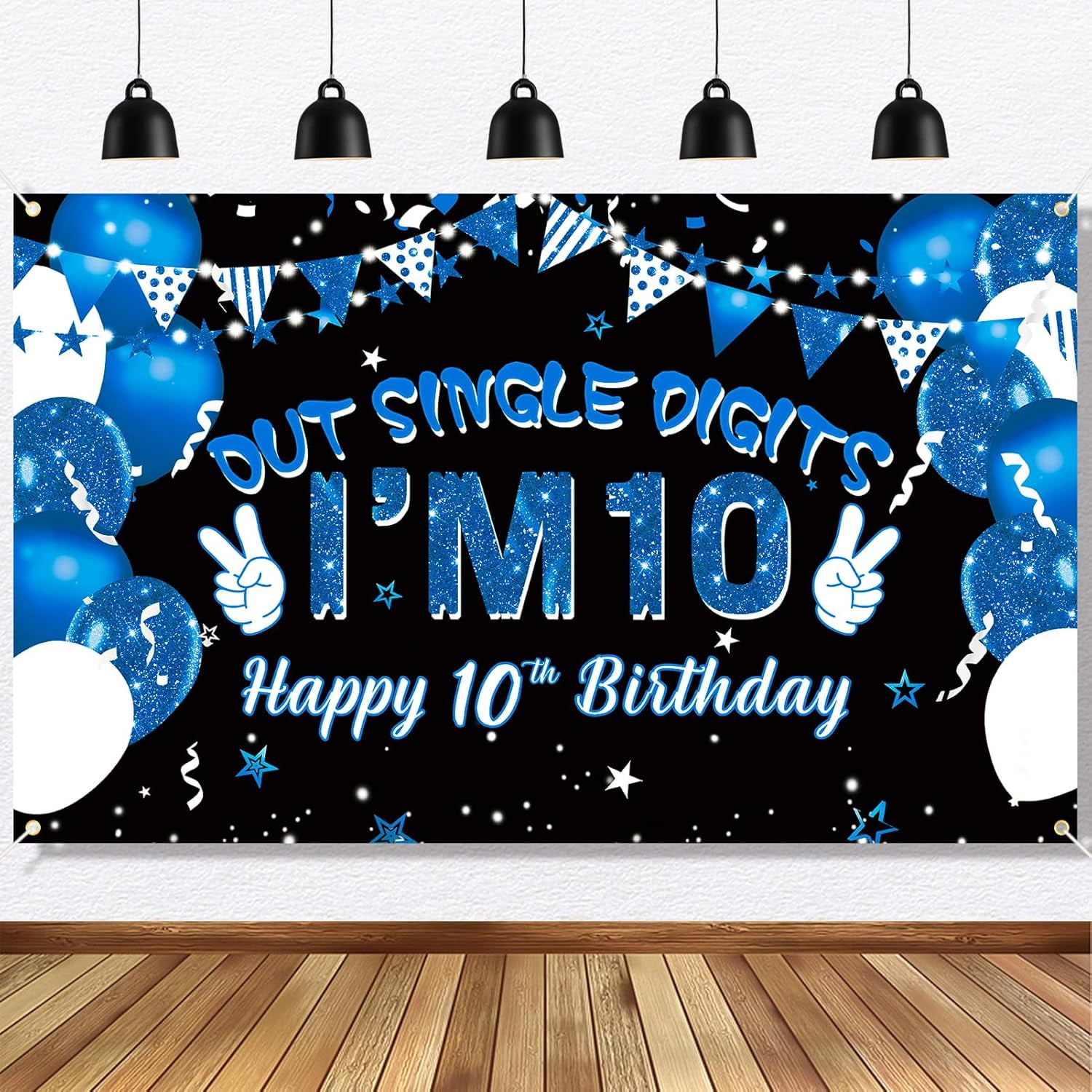 10th Birthday Decorations For Boys – 'I'm 10' Banner, Cake Topper & Navy Blue 32 Inch Number Balloon Set