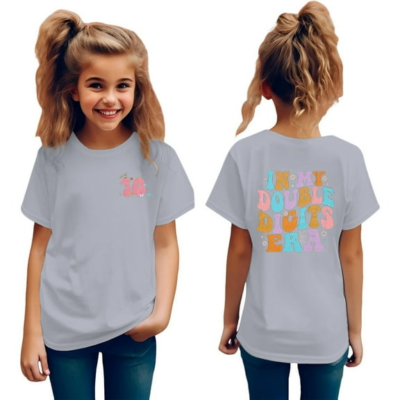 10th Birthday Girl Shirt Double Digits Celebration Cute Kids Tee Party Outfit for Girls Youth Top Casual Comfortable