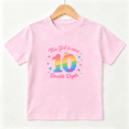 thumbnail image 1 of 10th Birthday Girls Graphic Tee, Cute Rainbow Double Digits Crown 100% Cotton Kids Short Sleeve T-Shirt, 1 of 5