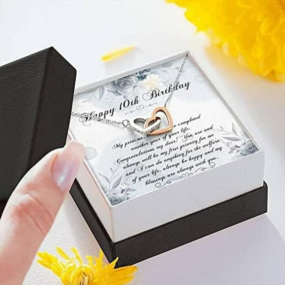 10th Birthday for Her, Tenth Birthday Necklace, Birthday Gift for 10-Year-Old, 10th Birthday Necklace, Gift for 10th, Daughter Gift for Daughter, Niece, BFF Message Card
