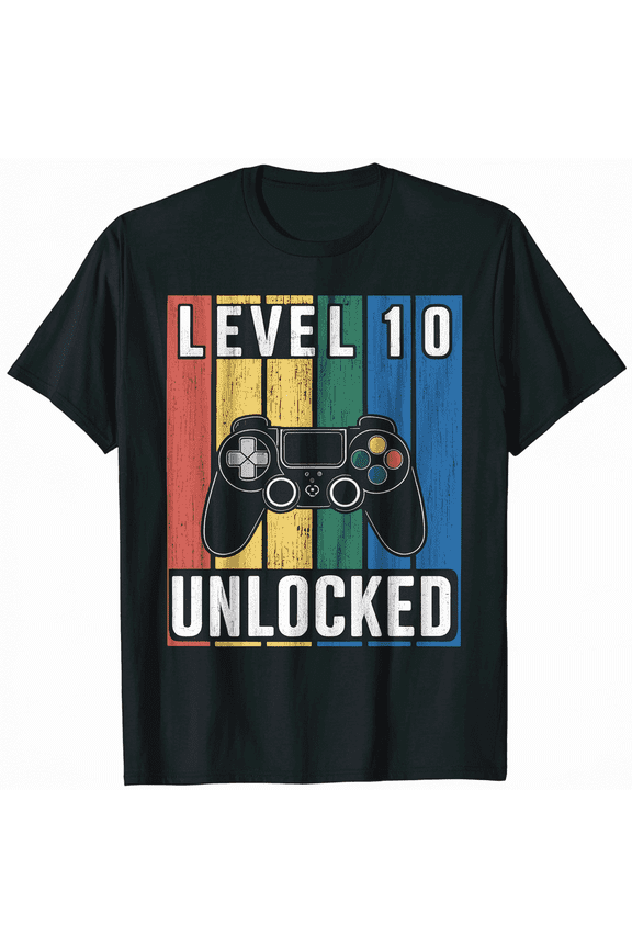 10th Birthday Level 10 Unlocked Gaming Party T-Shirt