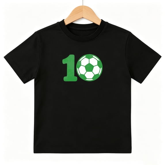 10th Birthday Soccer Ball Boys Graphic Tees Kids T-Shirt 100% Cotton Short Sleeve Tops Ages 4-13Y