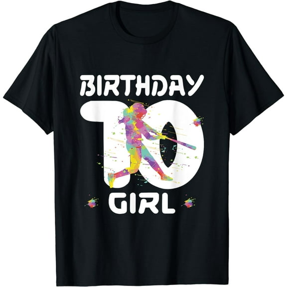 10th Birthday Softball Ten 10 Year Old Girl T-Shirt