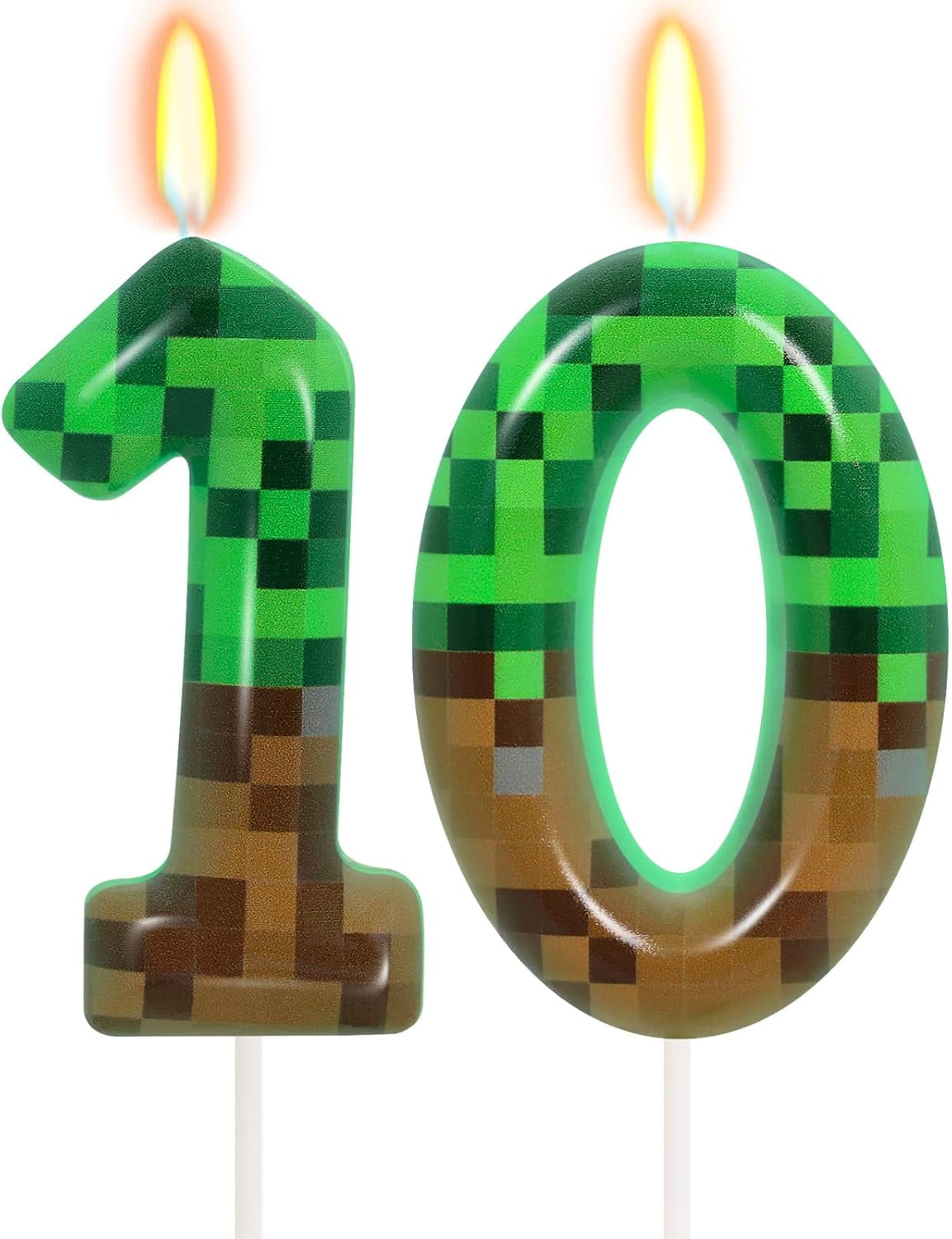 TNT Themed Birthday Candles - Green Dynamite Number 7 Cake Candles For Video Game Parties